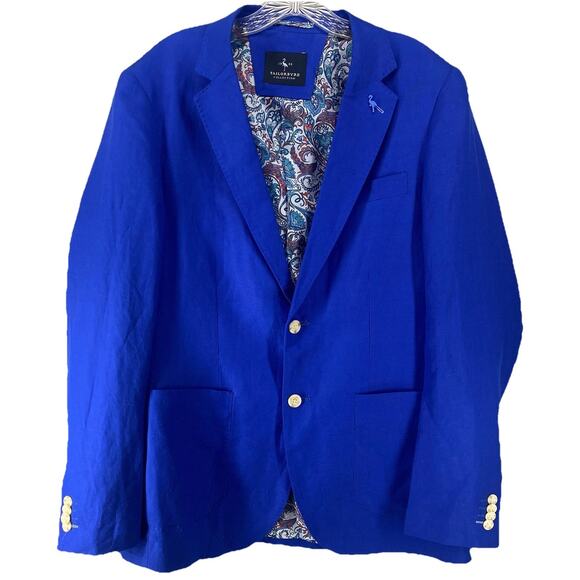 💙 TailorByrd Royal Blue Linen Blazer 40L - Picture 1 of 14